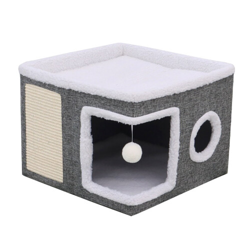 Abri chaud d'hiver pour chats, grotte Double couche, lit chaud