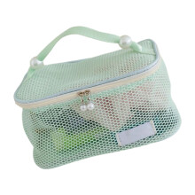 Large Capacity Cosmetic Storage Bag Pearls Detailing-Green