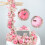 Fall Home Decoration Pink Pumpkin Fireplaces Accent with 4