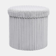 (Ribbed Grey, Cube) OHS Folding Ottoman Storage Box Collapsible Footstool Tub Space Saving Matte Velvet Boucle Ribbed Seat