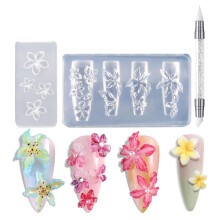 Moules Ă ongles en forme de fleur, Texture en Silicone pour