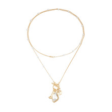 Collier à breloques en verre à facettes élégant, fermoir