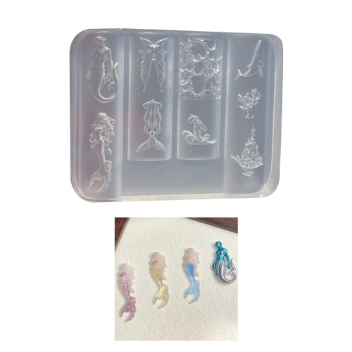 Nail Art Silicone Mold Mermaids Theme Manicure Training Tool 1