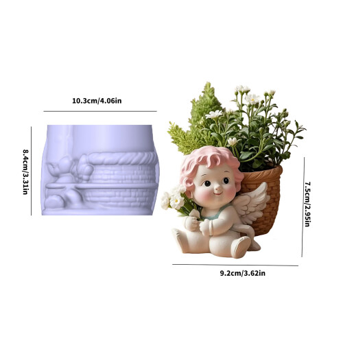 Bricolage petit Pot de fleur faisant ange Silicone moule 2
