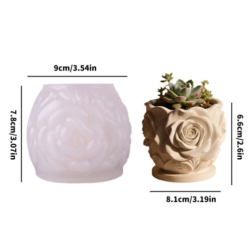 Reusable Silicone Planter Mold Rose Pattern Flowerpot Crafting 2