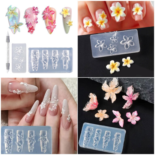 3 Pack Professional Nails Art Molds Flower Shape Small 1
