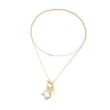 Stylish Prism Effect Glass Pendant Necklace Flexible OT Clasp