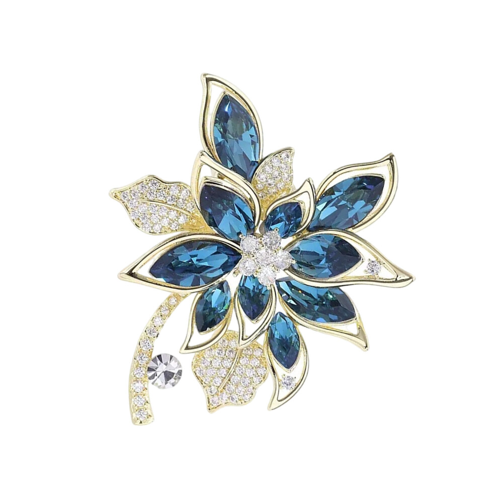 Shimmering Flower Shaped Brooch Allergy Proof Zinc Alloy Jewelry