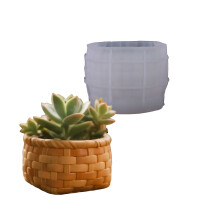Flowerpot Mould Silicone Woven basket Planter Mold for Crafting