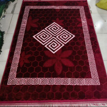 (Red, 190x270cm) Non Slip Teddy Rug in Diamond Greek Design - 160x230cm
