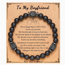 (Boyfriend) Bracelet To My Son Grandson Boyfriend Bracelet Volcanic Stone Bracelet Gift