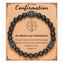 (Confinmation) Bracelet To My Son Grandson Boyfriend Bracelet Volcanic Stone Bracelet Gift
