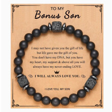 (To My Bonus son) Bracelet To My Son Grandson Boyfriend Bracelet Volcanic Stone Bracelet Gift