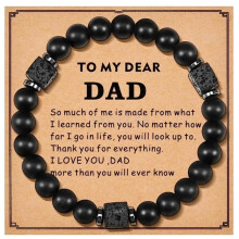 (To my dear dad) Bracelet To My Son Grandson Boyfriend Bracelet Volcanic Stone Bracelet Gift