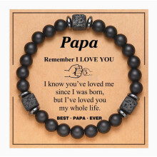 (To my papa) Bracelet To My Son Grandson Boyfriend Bracelet Volcanic Stone Bracelet Gift