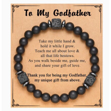 (To my godfather) NEW Bracelet To My Son Grandson Boyfriend Bracelet Volcanic Stone Bracelet Gift
