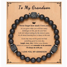(To my grandson) NEW Bracelet To My Son Grandson Boyfriend Bracelet Volcanic Stone Bracelet Gift