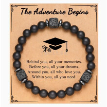 (The adventure begins 1) Bracelet To My Son Grandson Boyfriend Bracelet Volcanic Stone Bracelet Gift NEW