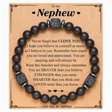 (To my nephew) Bracelet To My Son Grandson Boyfriend Bracelet Volcanic Stone Bracelet Gift NEW