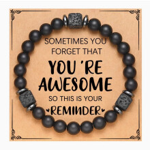 (You are awesome) Bracelet To My Son Grandson Boyfriend Bracelet Volcanic Stone Bracelet Gift NEW