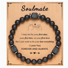 (To my soulmate) Bracelet To My Son Grandson Boyfriend Bracelet Volcanic Stone Bracelet Gift NEW