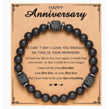 (Anniversary) Bracelet To My Son Grandson Boyfriend Bracelet Volcanic Stone Bracelet Gift HOT