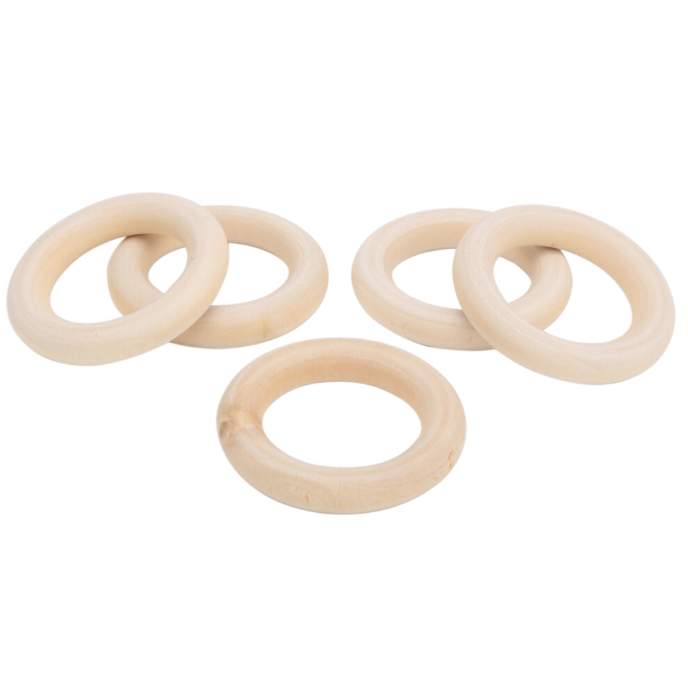 5pcs Wood Color Baby Teething Ring Unfinished Circles DIY Craft Pendant 60mm