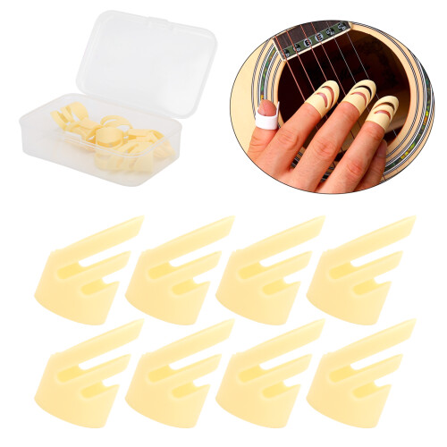 8Pcs ABS Finger Picks for Stringed Instruments, Beige, L 16mm, M 14mm