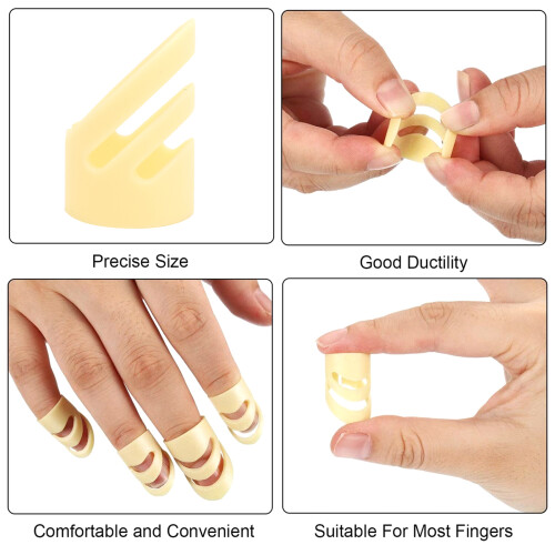 8Pcs ABS Finger Picks for Stringed Instruments, Beige, L 16mm, M 14mm 2