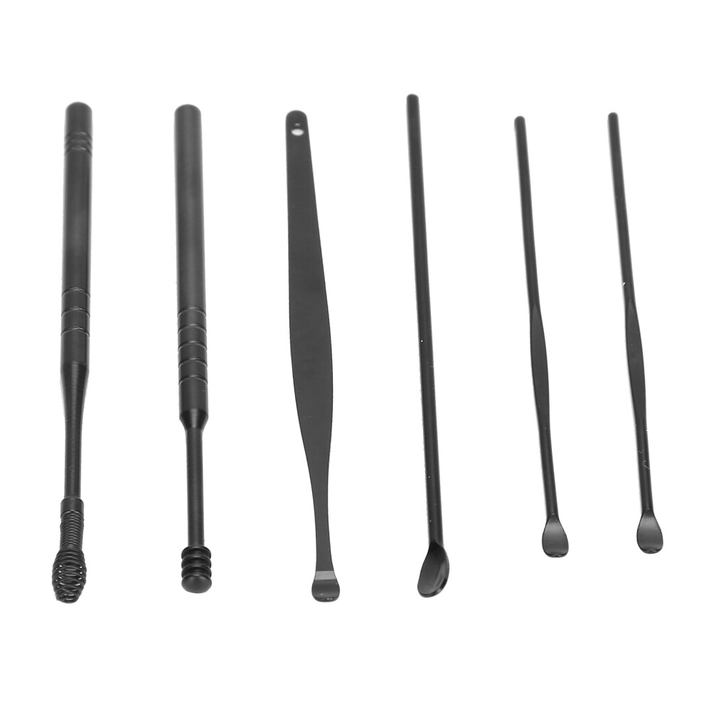 Black Lightweight Portable Earwax Removal Kit With U & Spiral Ear Spoons