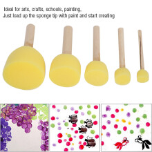 5pcs Child DIY Painting Sponge Seals Brushes Set - Wooden Handles, Reusable