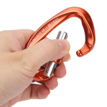 Moschettone a D con chiusura di sicurezza arancione mandarino 25kN/8kN 65,0 g