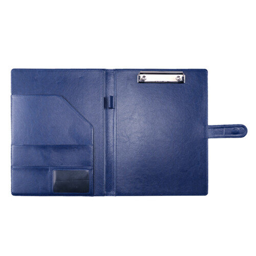 Leather Conference Folder with Writing Pad Magnetic-Blue