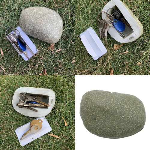 Outdoor Key Holder Rock with Compartment for Secure Storage of 1