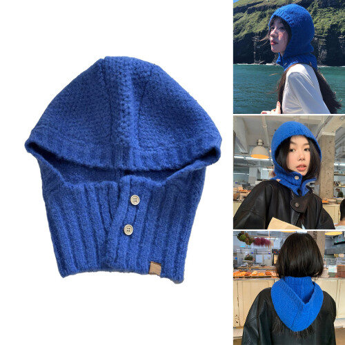 Knit Hat Beanies Pullover Warm Skull Caps Knitted Hat-Blue 2