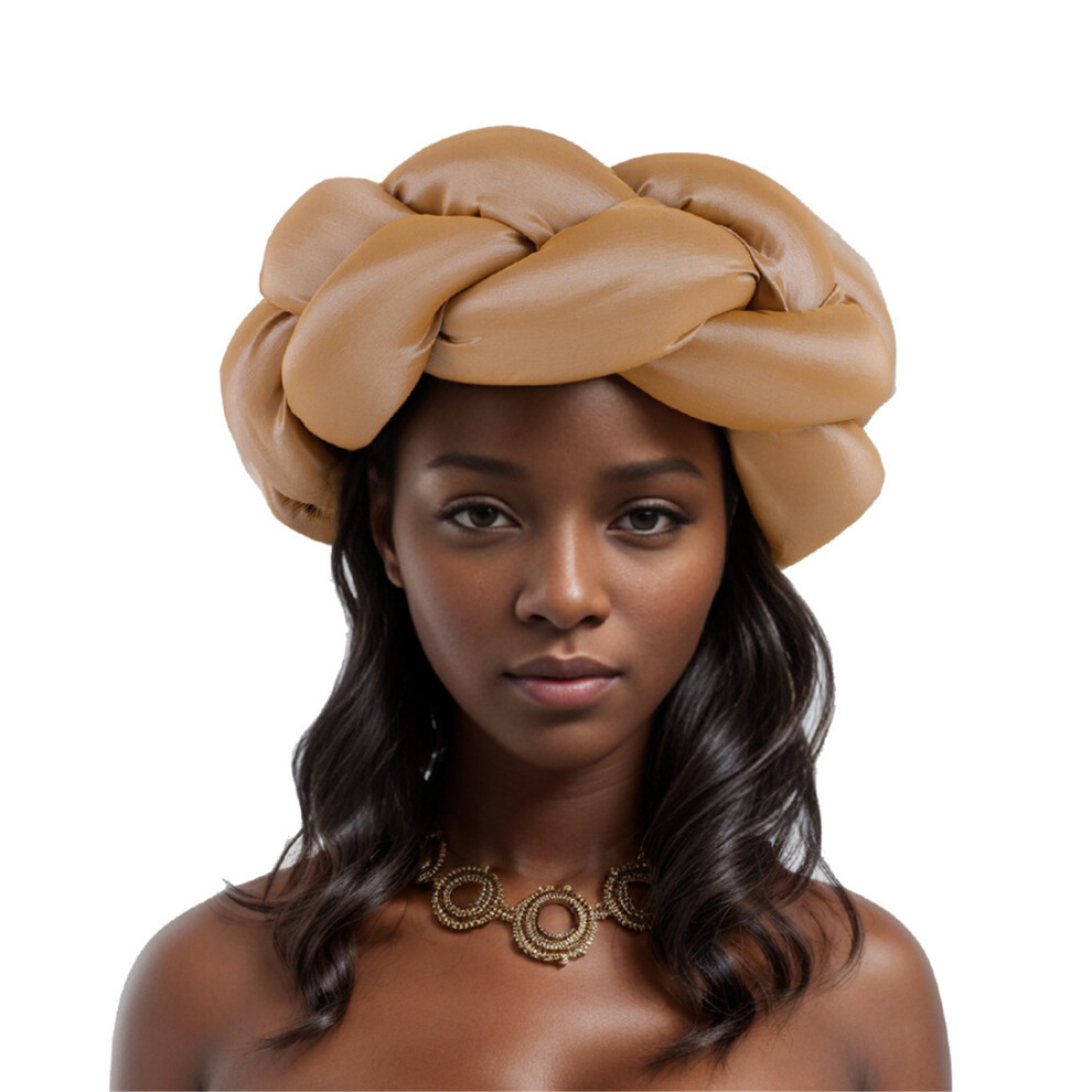 African Headband Turban Caps Fashion Party Hairstyle-khaki