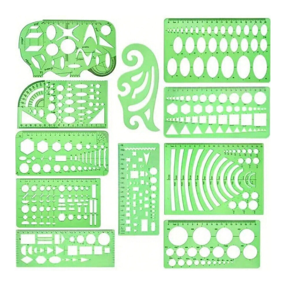 11Pcs Multipurpose Geometry Stencils Set Geometric Drawing 7704000120531