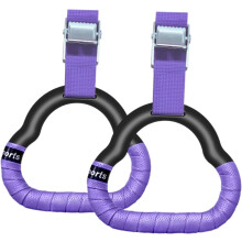 Gymnastics Rings Kid Indoor Horizontal Bar Non-Slip Rings With Swing Adjustable Straps Pull-Up Workout Purple 1M