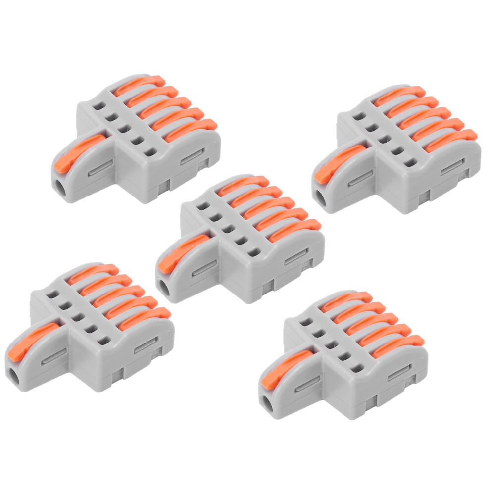 20Pcs Push Type 1 In 5 Out Spl Splitter Connectors Copper & Pc Orange 7691359330356