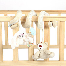 Kinder Baby Spiralwickelspielzeug mit Glöckchen & Geräuschen – Weiches Plüschkugel zum Einhängen im Kinderwagen & im Bett