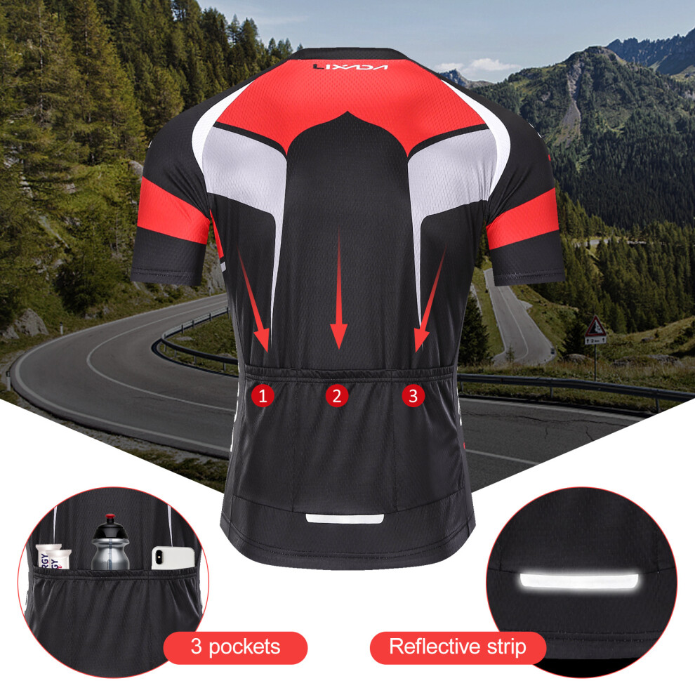Men's Breathable Short Sleeve Cycle Jersey & Padded Bib Shorts Set, Quick-Dry-image-OPC-PMTPBWR-NEW