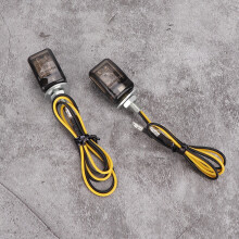 2 Stück Universelle Mini Gelbe LED Motorradblinker Schwarz Rauchglas