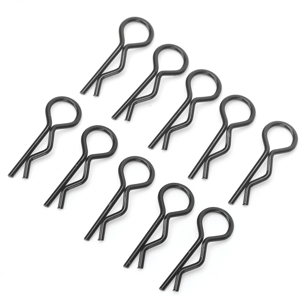 10Pcs Metal R-Shape Rc Car Shell Clips 23Mm For 1/5 To 1/10 Black 4231359334195