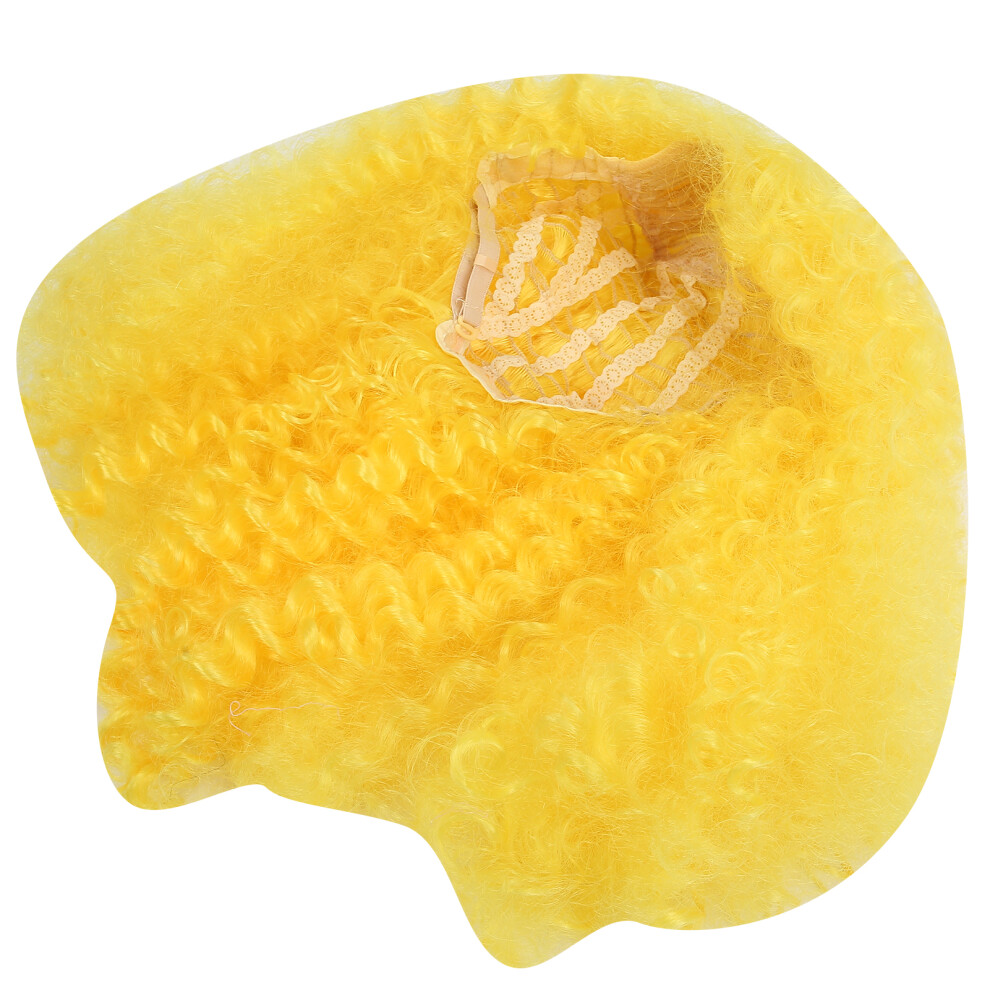 Unisex Yellow Women's 66Cm Long Curly Wavy Synthetic Wig For Halloween & Parties In