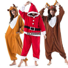 (L, Santa Claus) Christmas Deer Onesie For Women Men Adult Animal Kigurumis Pyjamas Cartoon Pajama Homewear Halloween Cosplay Costume