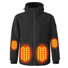 (5XL, Black) Unisex Heated Winter Jackets with Hood 3 Heating Level Electric Outerwear with Pockets for Outdoor Activity and Skiing Black XL