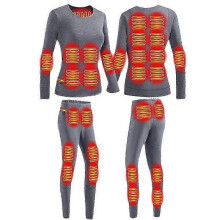 (XXL, Women Grey Set) Winter heated jacket for outdoor with 28 heating areas