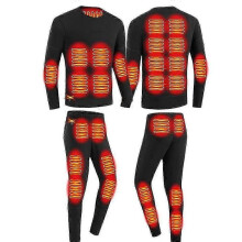 (XXXL, Men black set) Winter heated jacket for outdoor with 28 heating areas