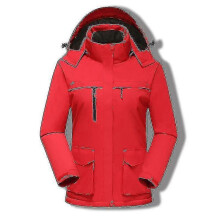 (XL, Red) Women"s Heated Jacket, Windproof Electric Insulated Coat With Detachable Hood