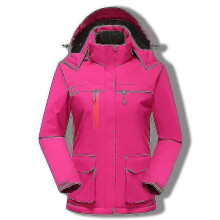 (3XL, Rose Red) Women"s Heated Jacket, Windproof Electric Insulated Coat With Detachable Hood